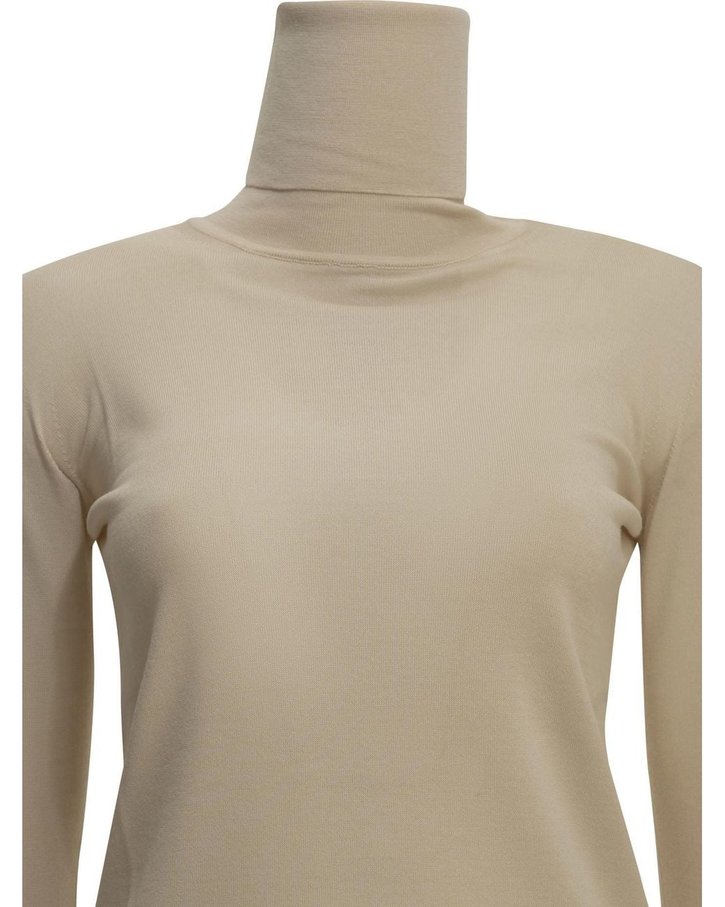 Max Mara Natural Virgin Wool Turtleneck Sweater