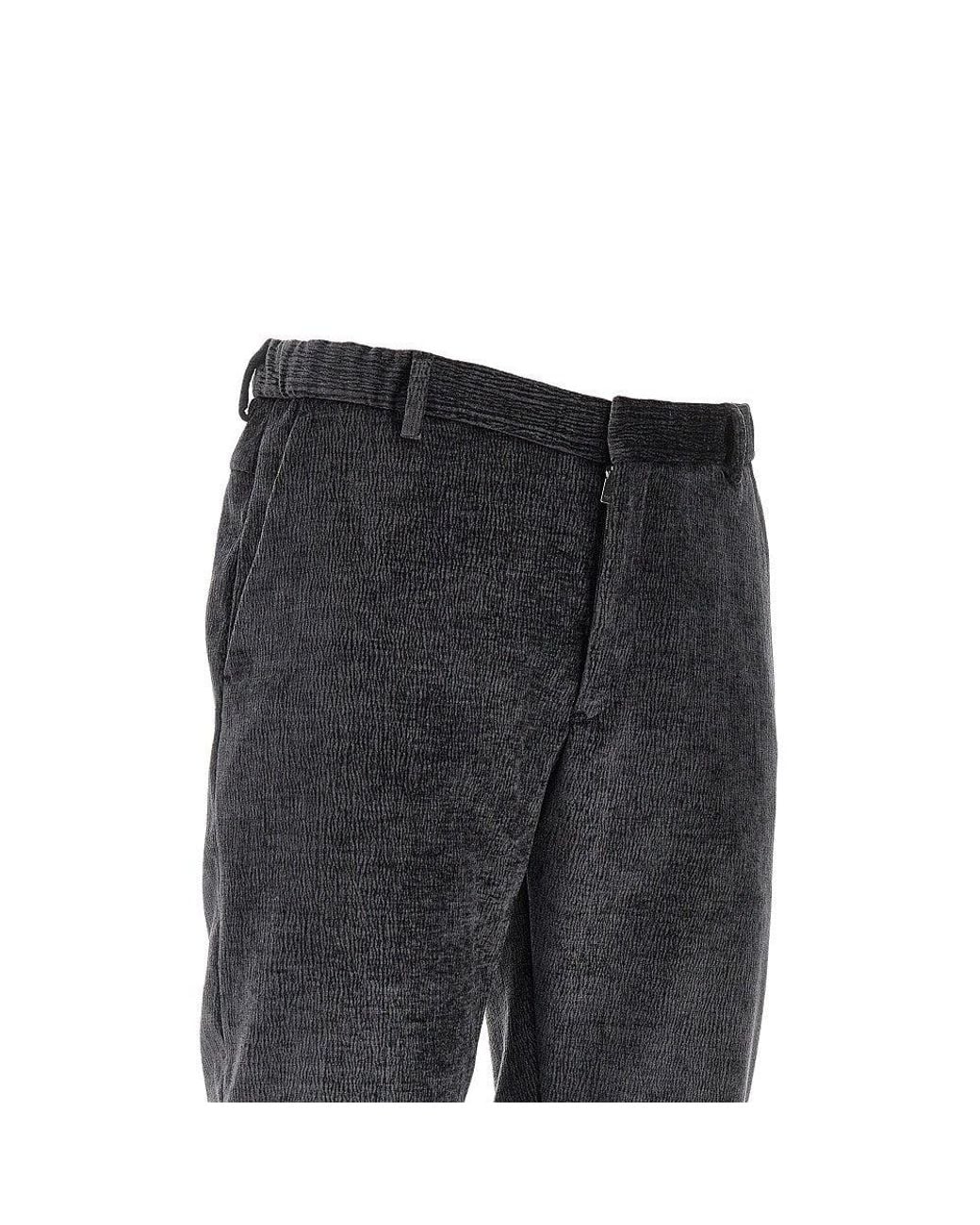 Emporio Armani Black Textured Velvet Pants for men