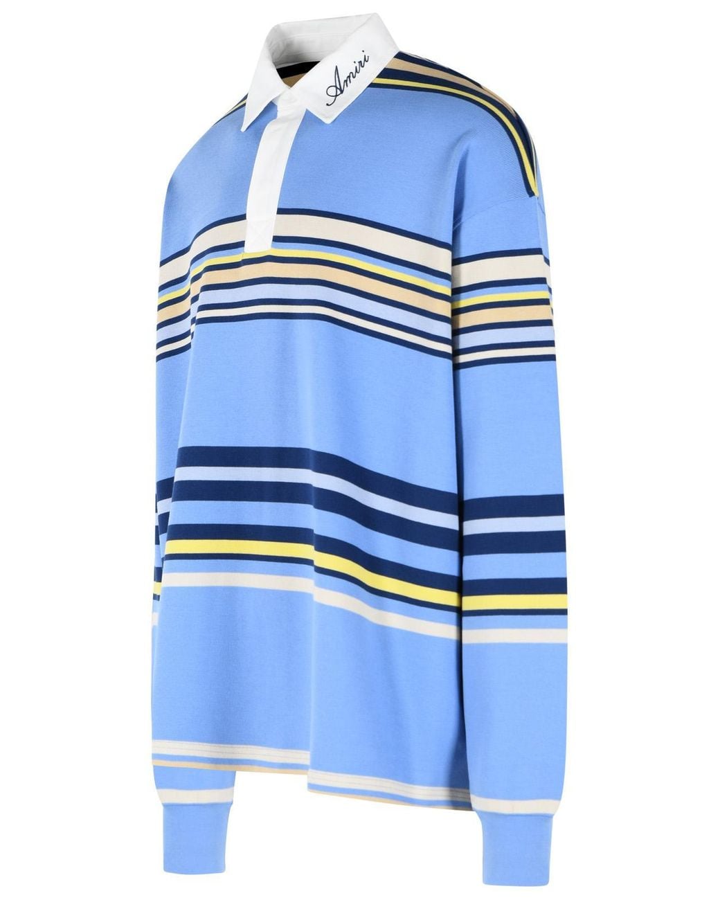 Amiri Blue 'Striped' Cotton Polo Shirt for men