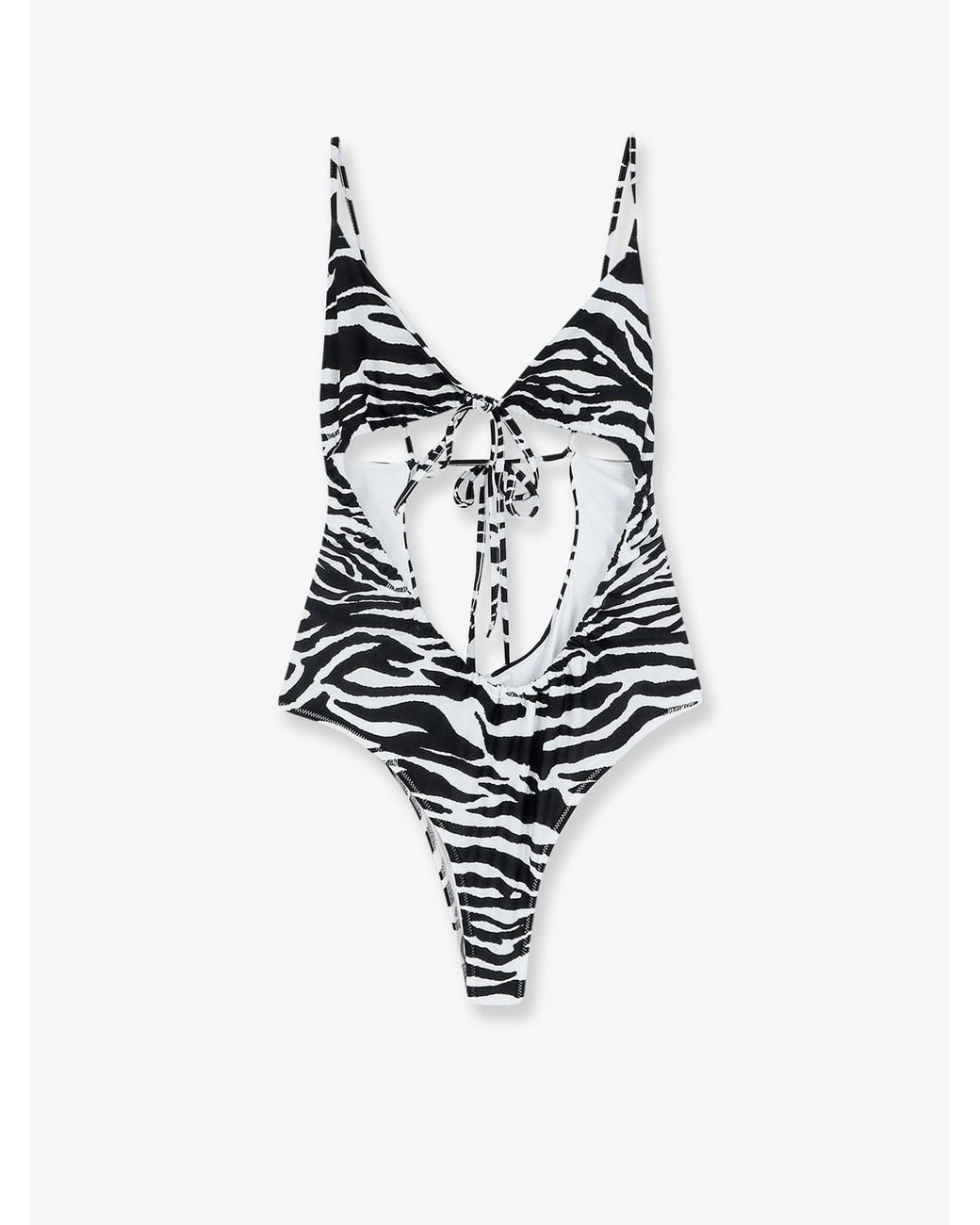 The Attico White One-Piece Swimsuit With Zebra Print