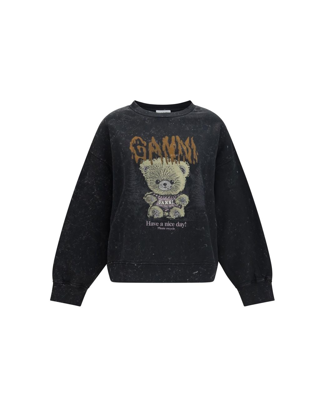 Ganni Black Isoli Forest Teddy Sweatshirt Phantom