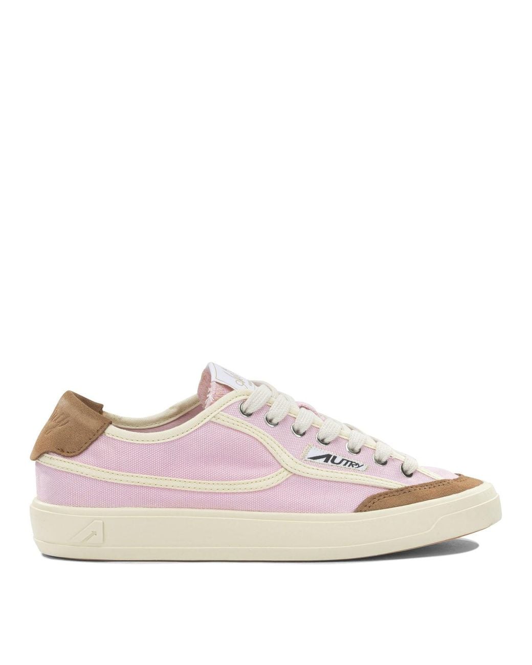 Autry Pink Windscape Low Canvas Suede Cow Leather Rubber Sneakers