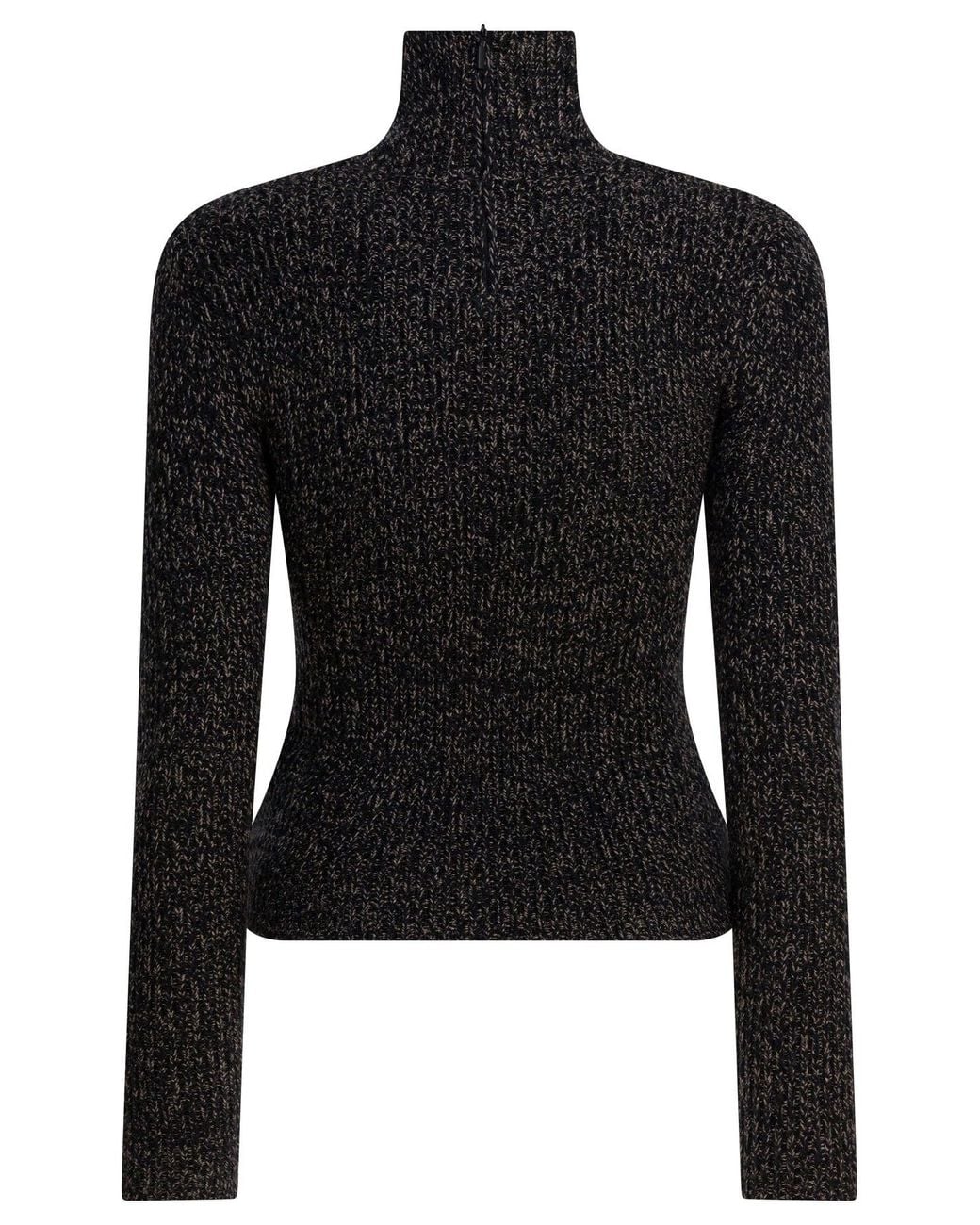 Max Mara Black Wool And Cashmere Mouliné Turtleneck Sweater