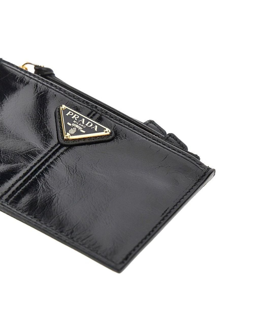 Prada Black Soft Lux Leather Cardholder Pouch
