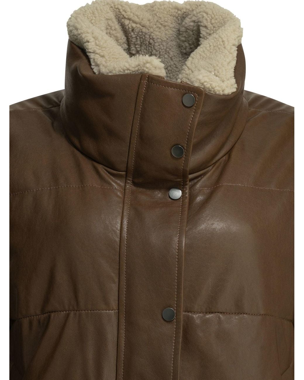 Brunello Cucinelli Brown Padded Shearling Jacket