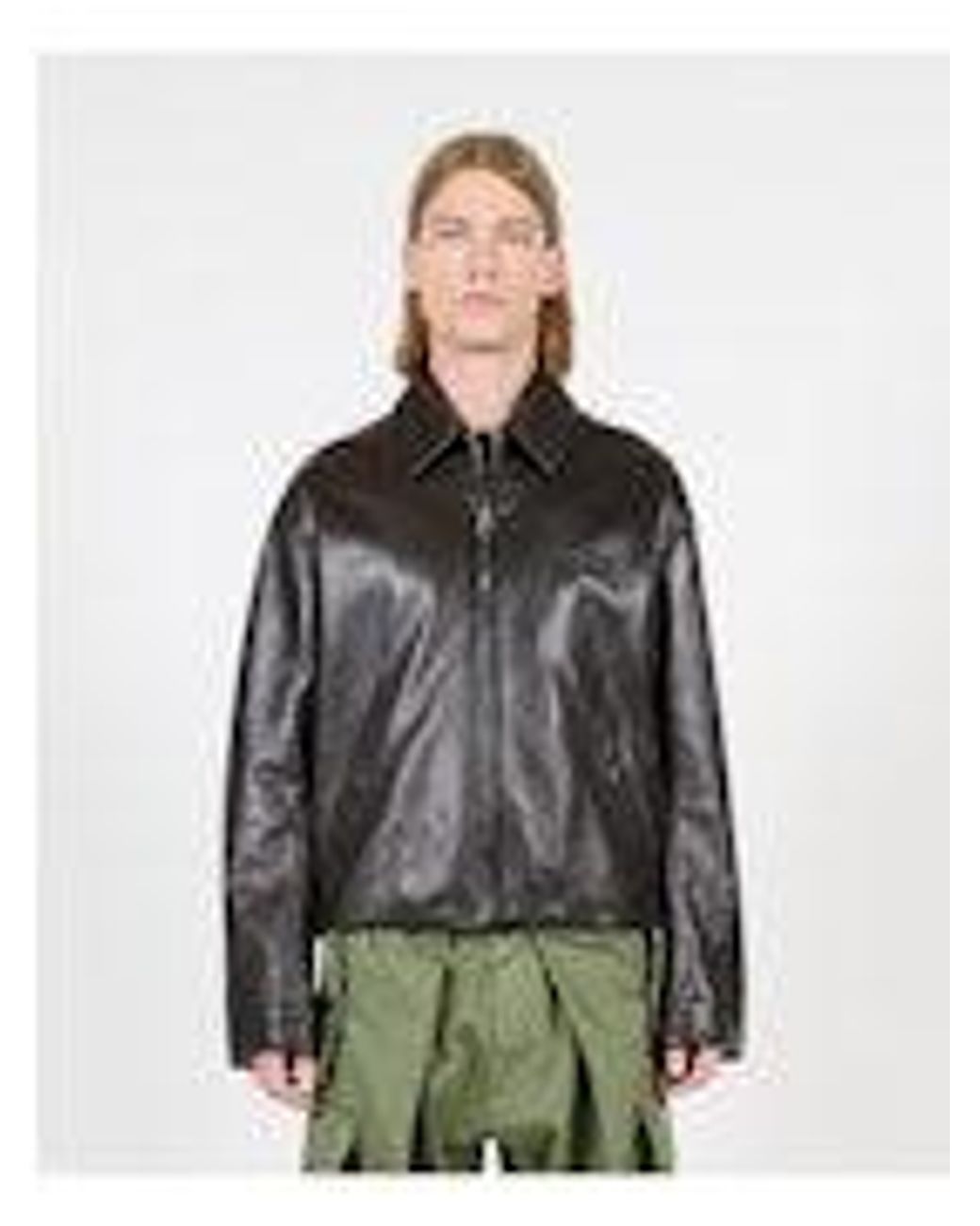 Loewe Gray Deer Leather Jacket Dark for men