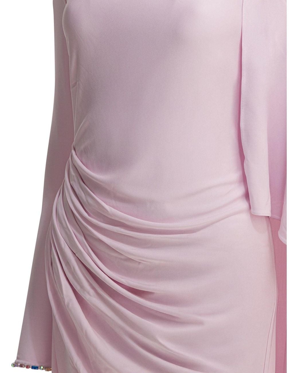 Self-Portrait Pink Long Draped Jersey Dress