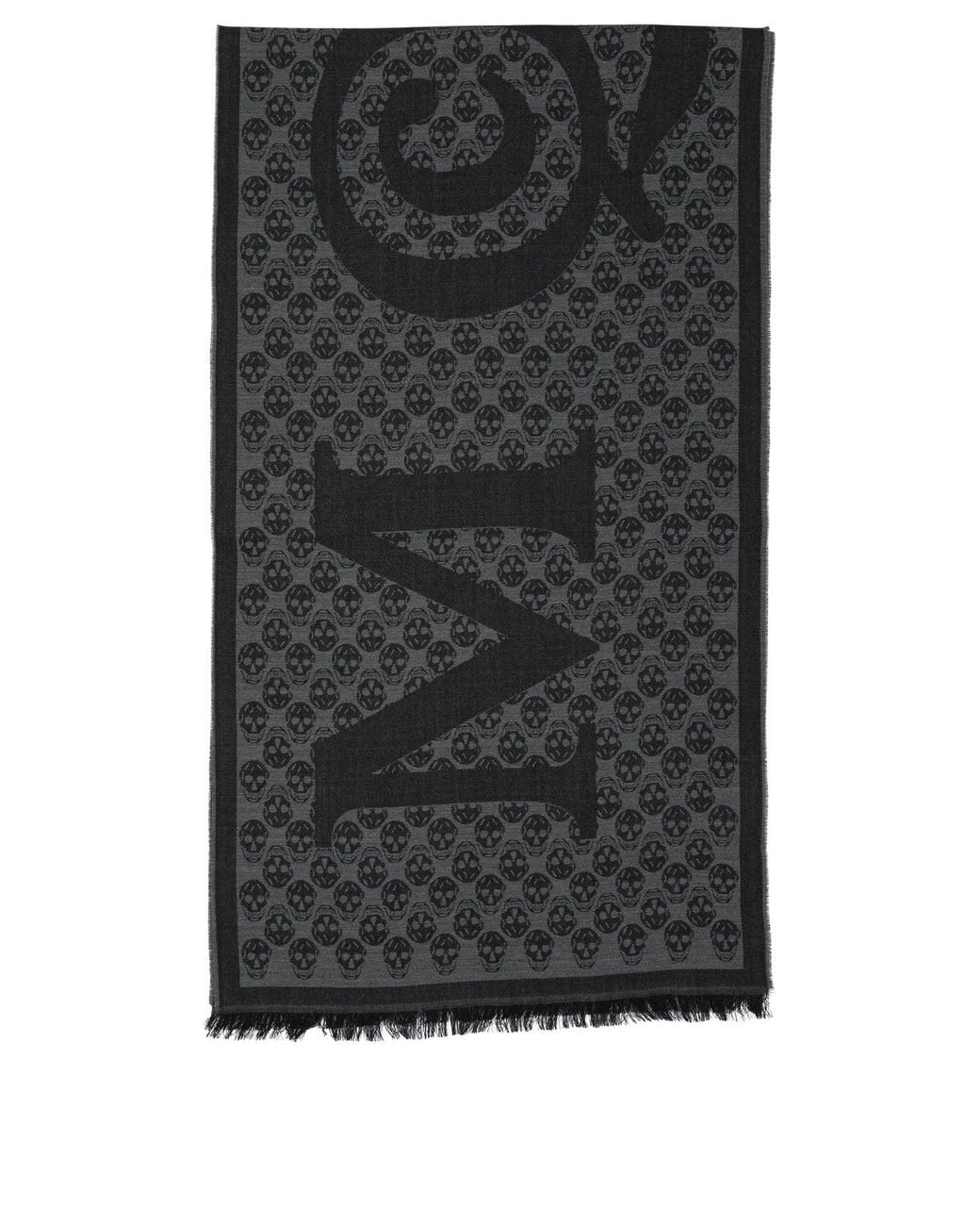 McQueen Black Scarf Multi Logo 35X190 for men