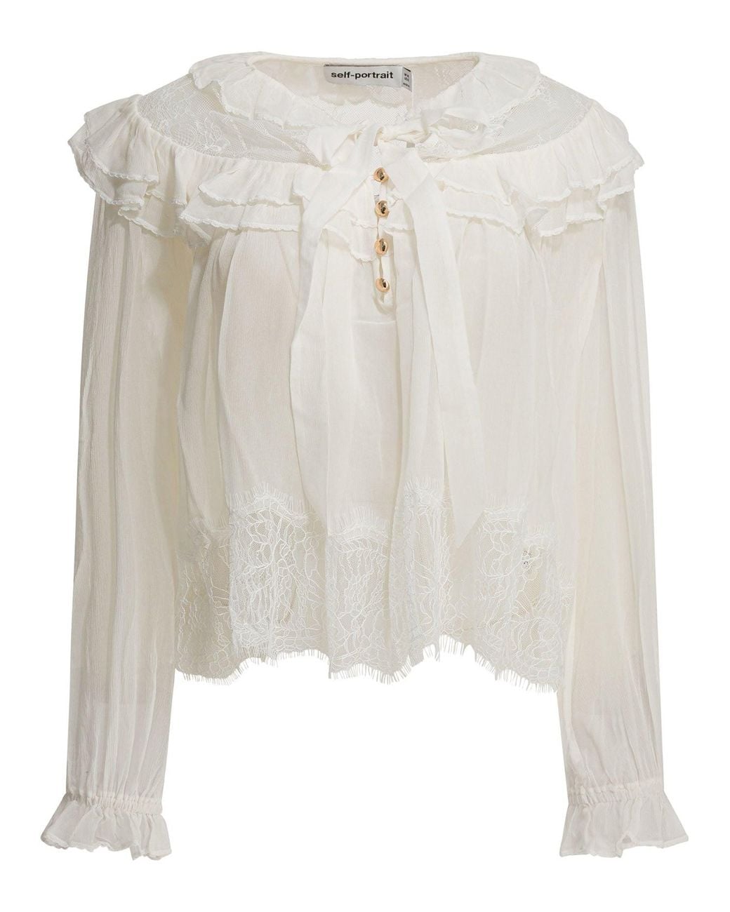 Self-Portrait White Georgette Lace Blouse