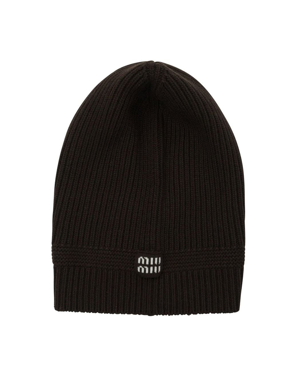 Miu Miu Black Wool Hat With Logo