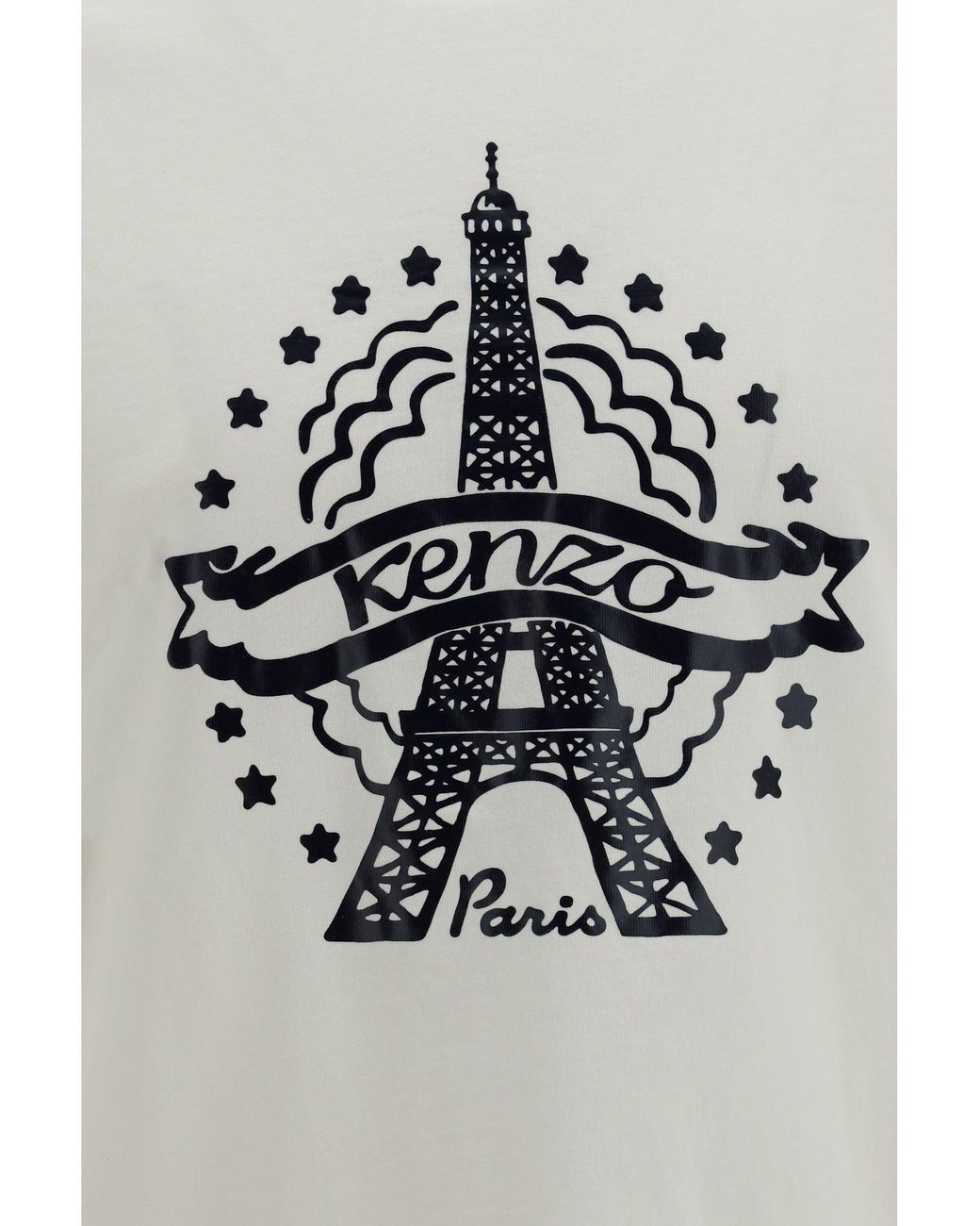 KENZO Gray Eiffel Tower Design Cotton T-Shirt for men