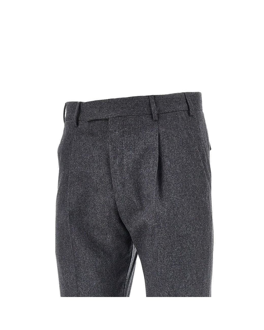 PT Torino Gray Stretch Wool Rebel Fit Pants for men