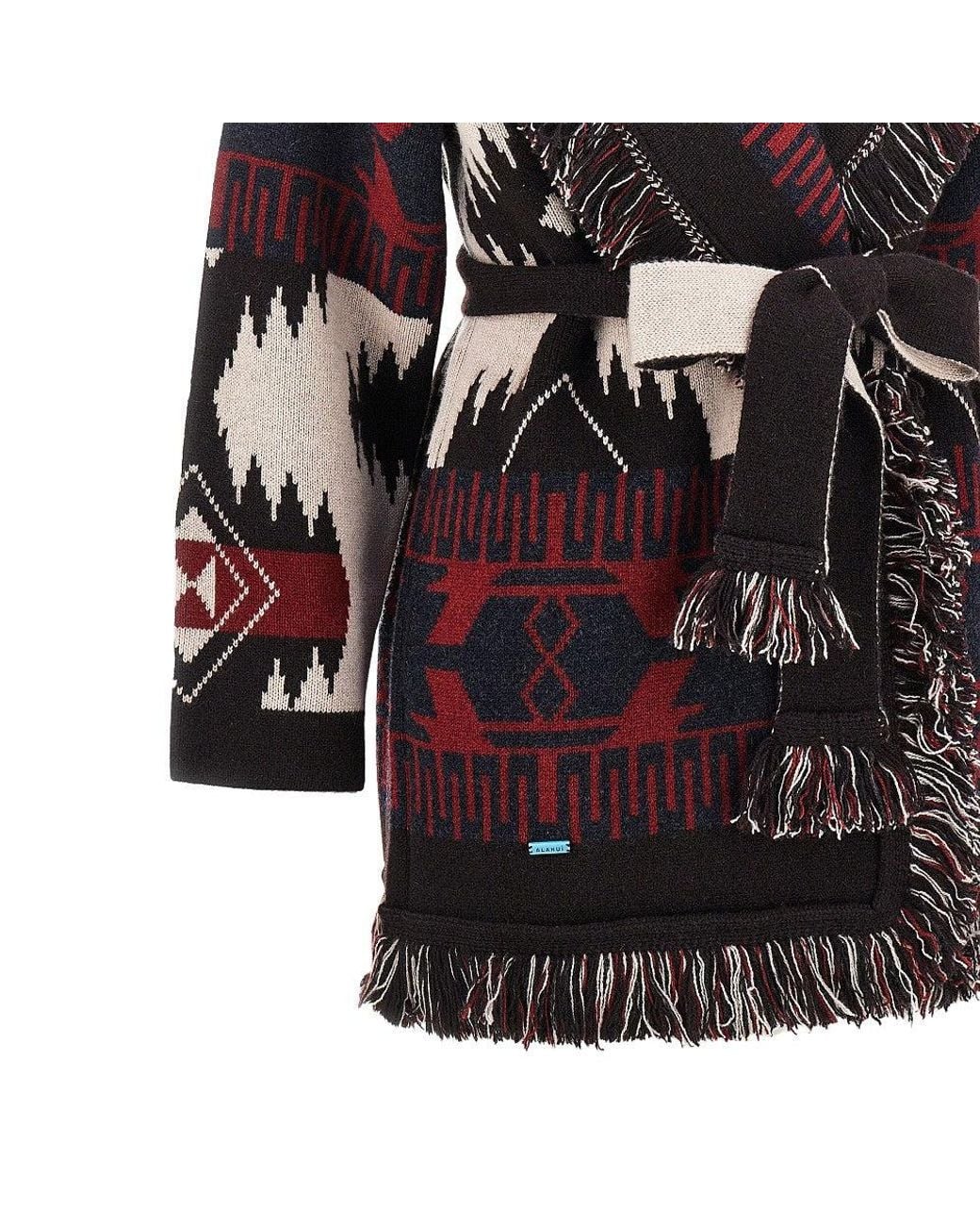 Alanui Brown Icon Jacquard Wool Cardigan