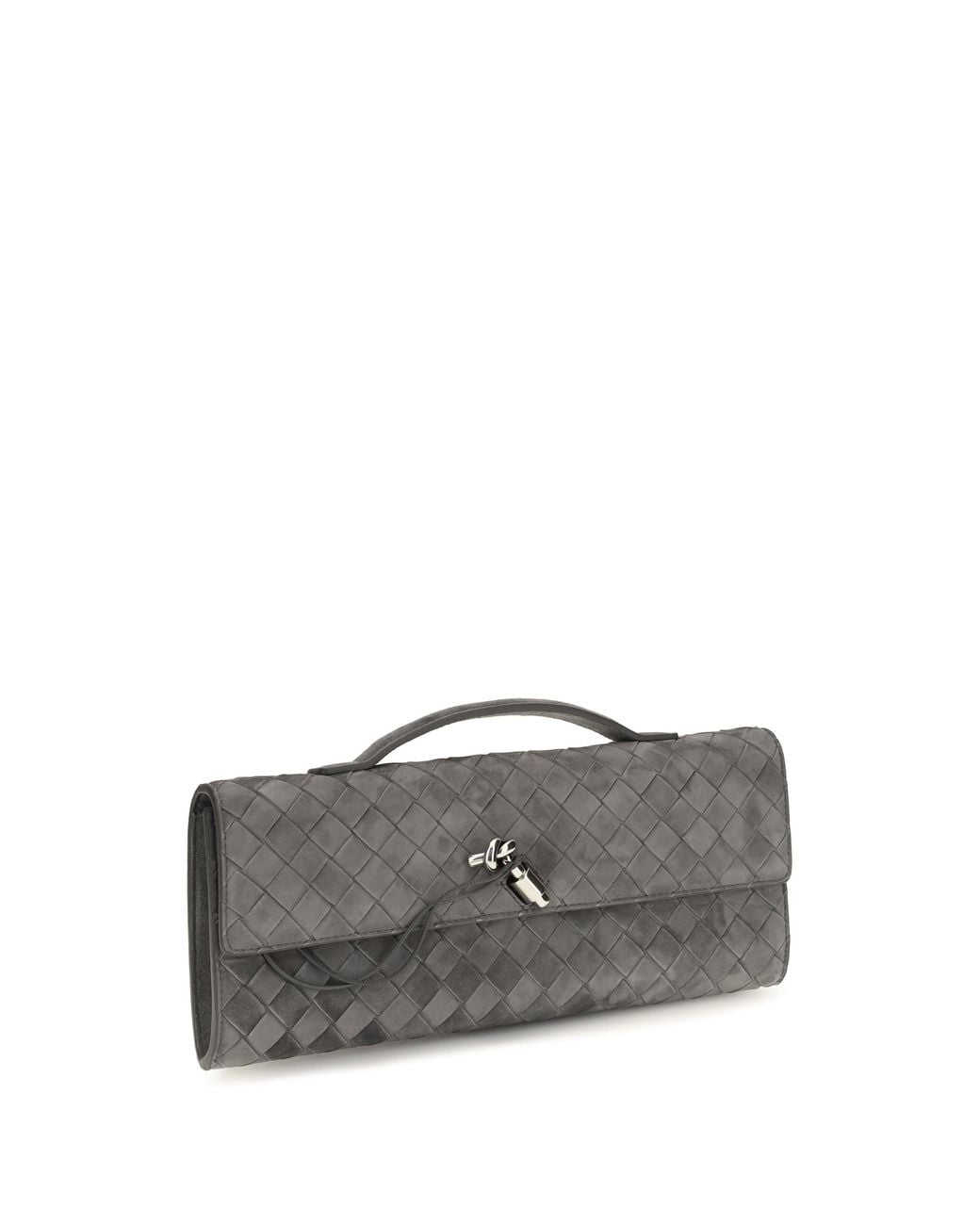 Bottega Veneta Gray Andiamo Clutch Obsidian
