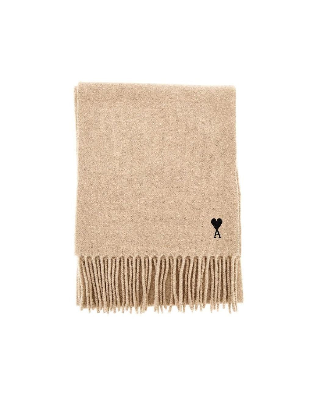 AMI Natural De Coeur Embroidery Wool Scarf for men