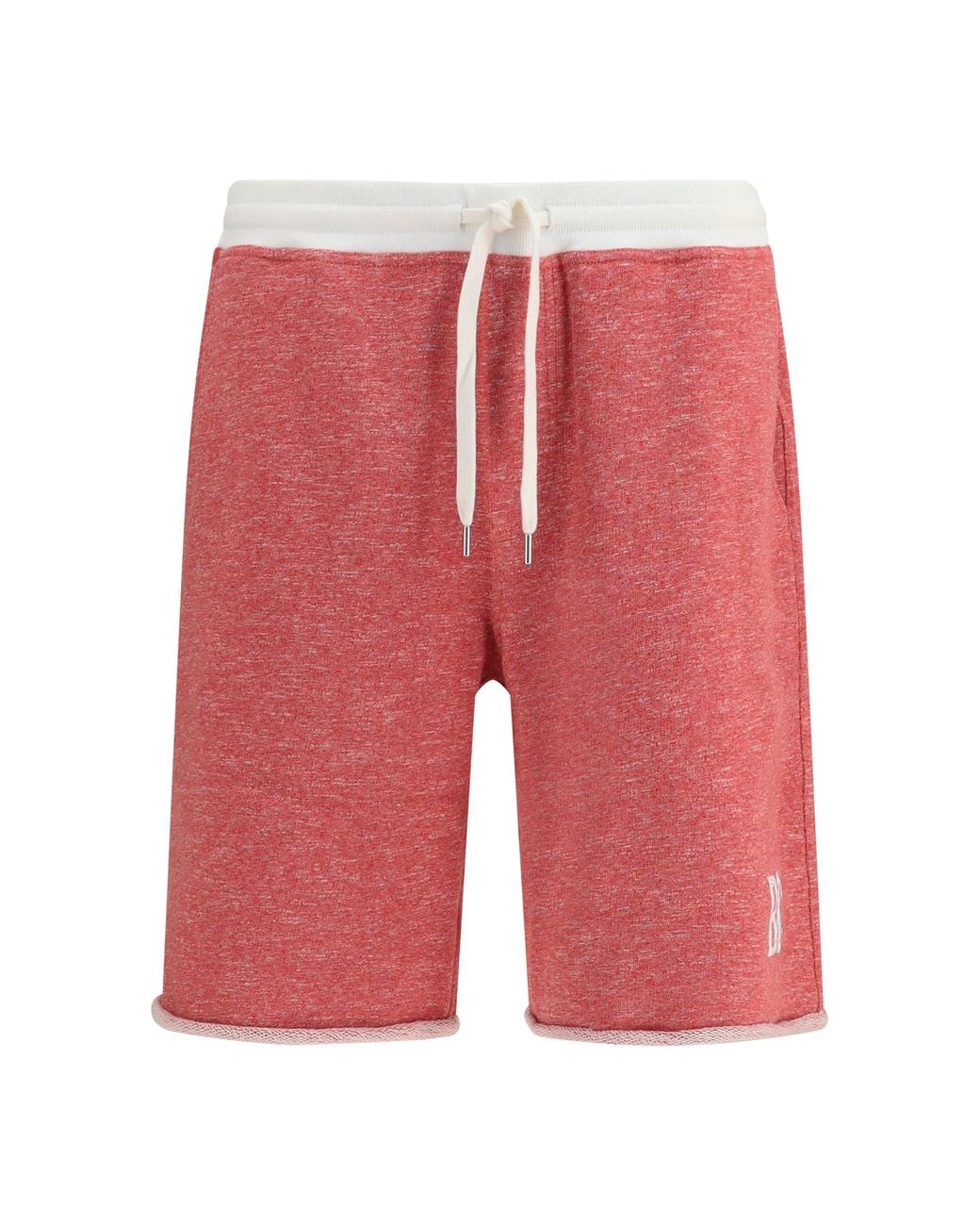 Brunello Cucinelli Red Cotton And Linen Shorts With Logo for men