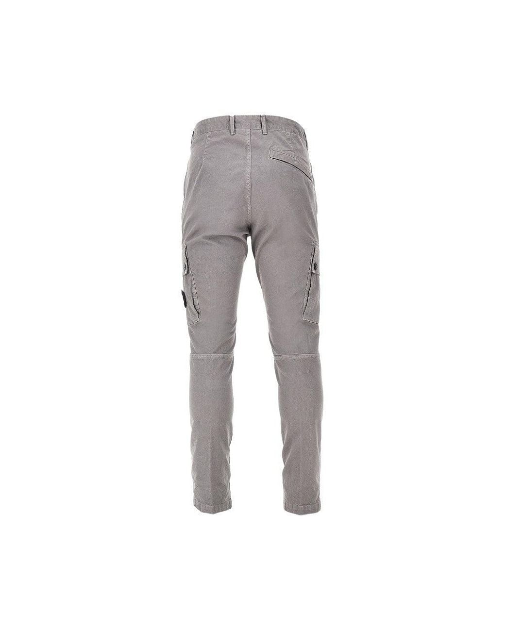 Stone Island Gray Organic Cotton Pants With Logo Badge for men