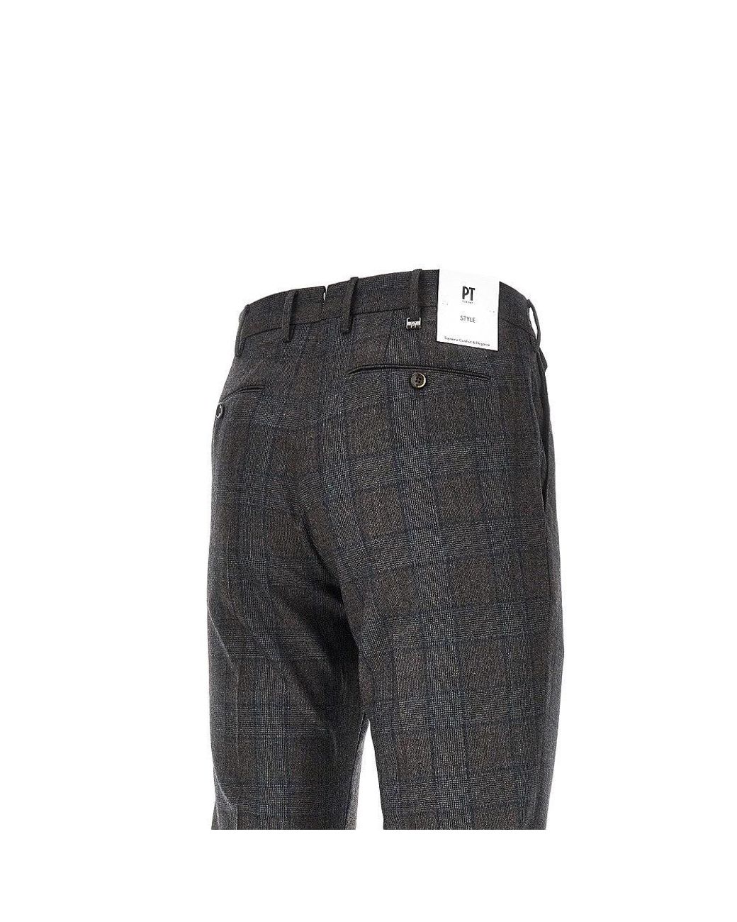 PT Torino Gray 'Gentleman Fit' Wool And Cashmere Pants for men