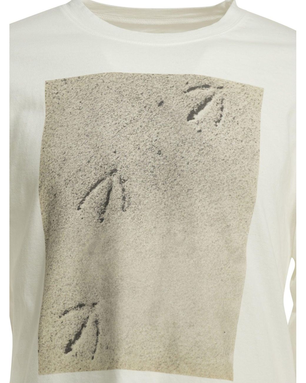 Kapital White "Gull Foot" Crewneck T-Shirt for men