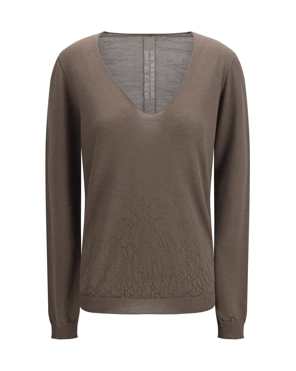 Rick Owens Brown Temple Extreme Sweater With V-Neck