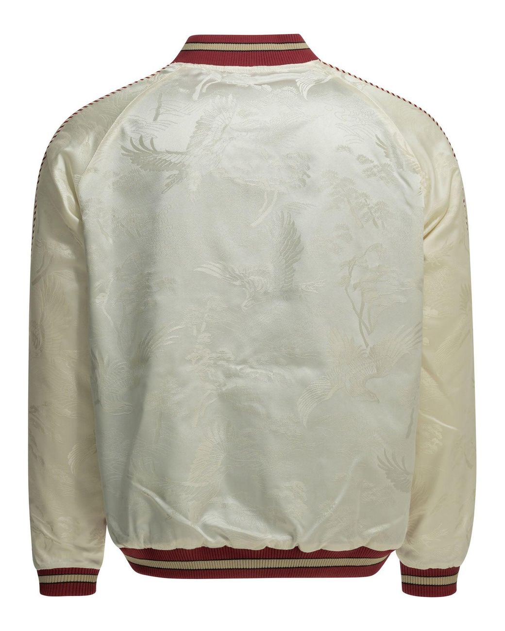Beams Plus Gray Oriental Triacetate Triacetate Polyester Cotton Nylon Spandex Reversible Bomber Jacket