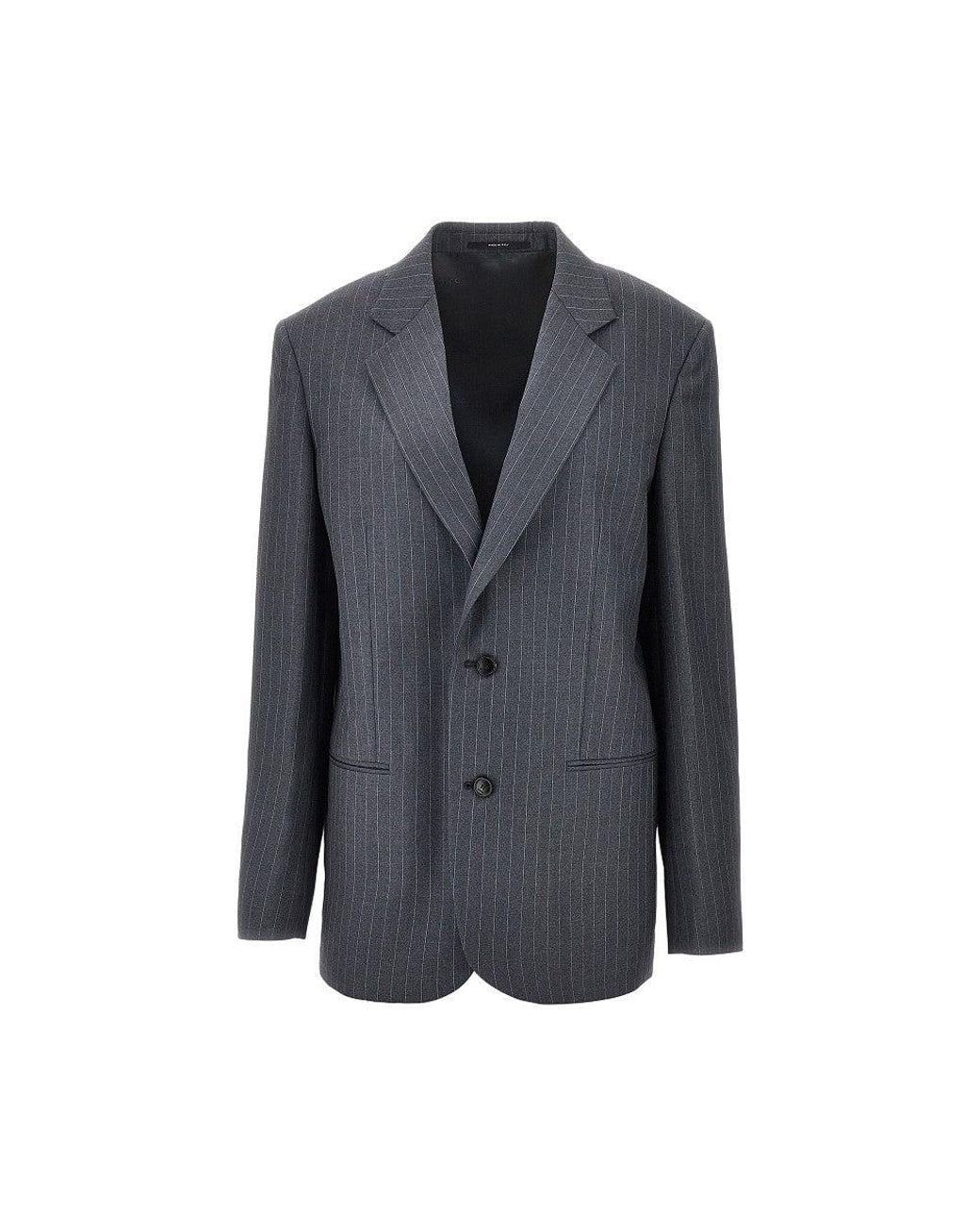 Gucci Blue Pinstriped Wool Oversized Jacket