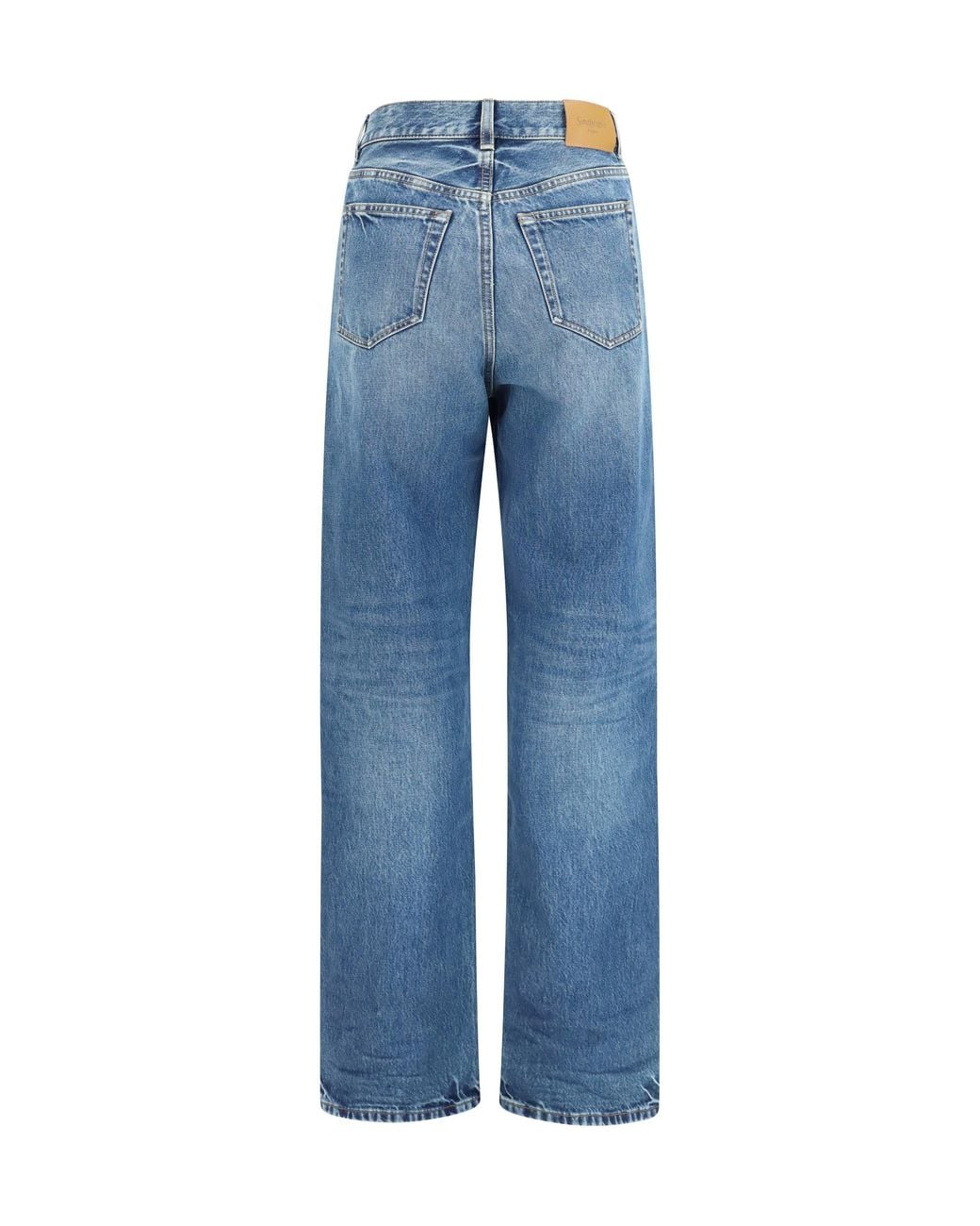 Saint Laurent Blue High Waisted Wide Leg Jeans