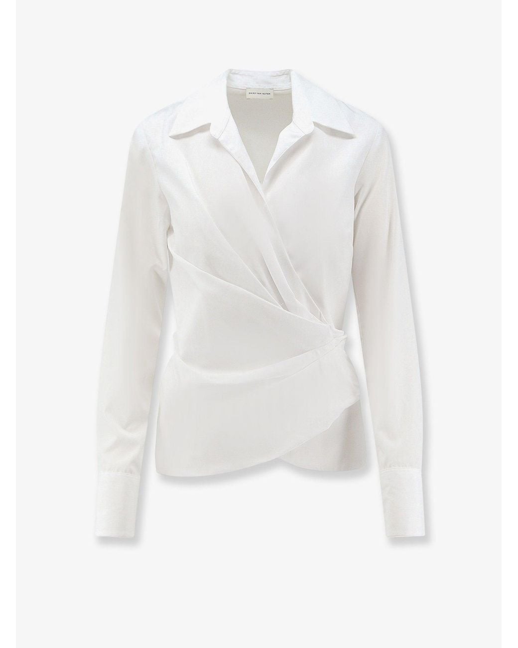 Dries Van Noten White Cotton Wrap Shirt
