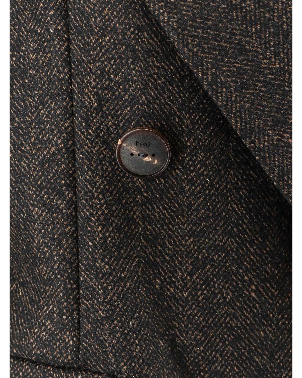 Hevò Black Martina Franca Wool Blend Coat