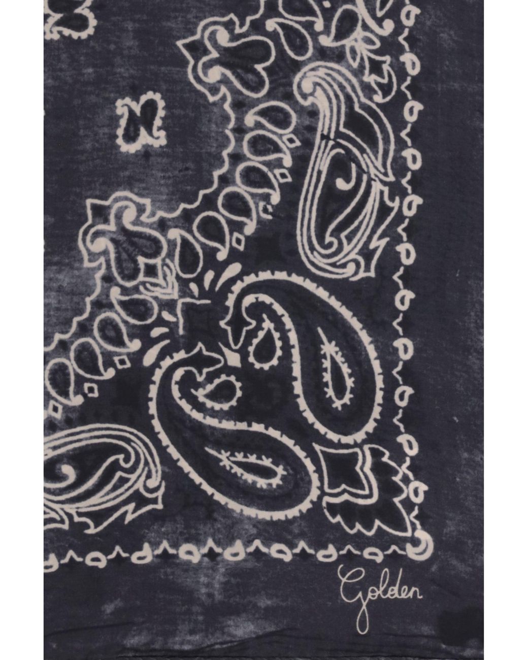 Golden Goose Deluxe Brand Blue Golden Paisley Printed Silk Scarf