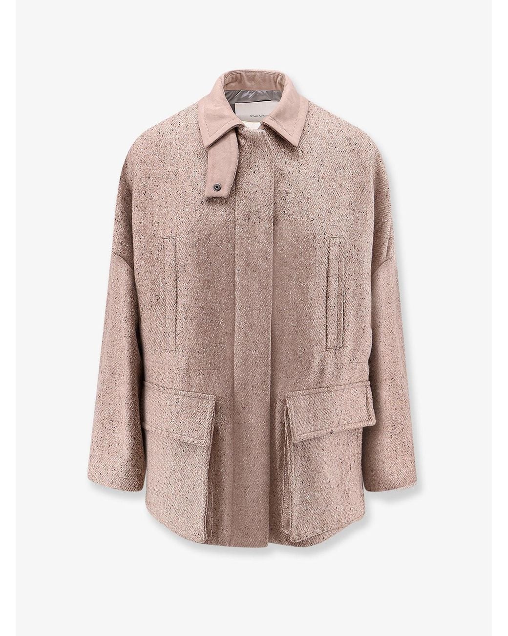 Hevò Pink Casteldelmonte Wool Blend Coat