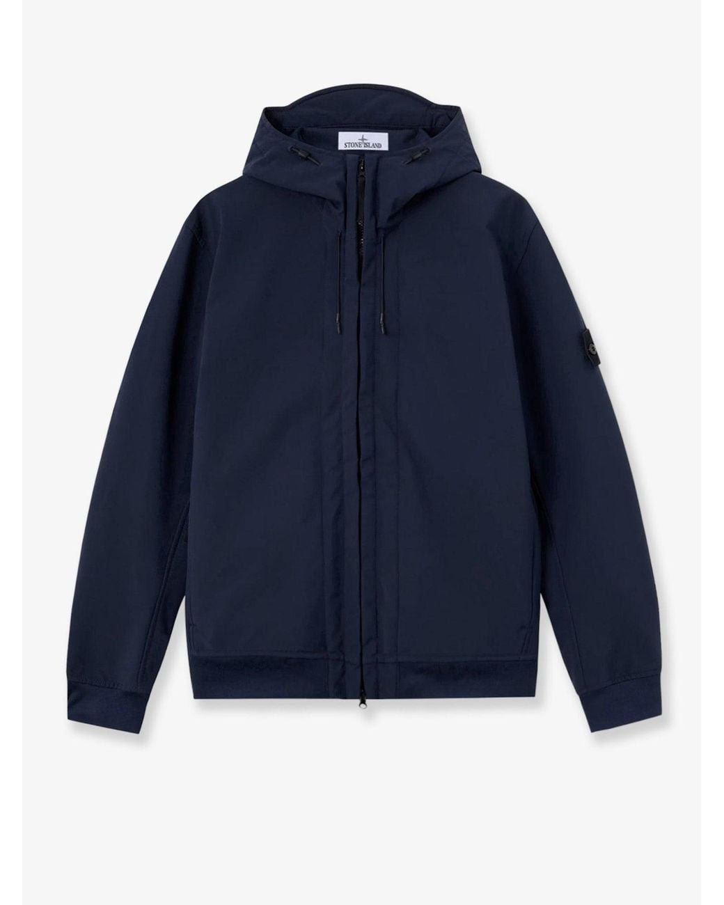 Stone Island Blue Soft Shell-R-E.Dye Technology Wind And Water Resistant Jacket for men