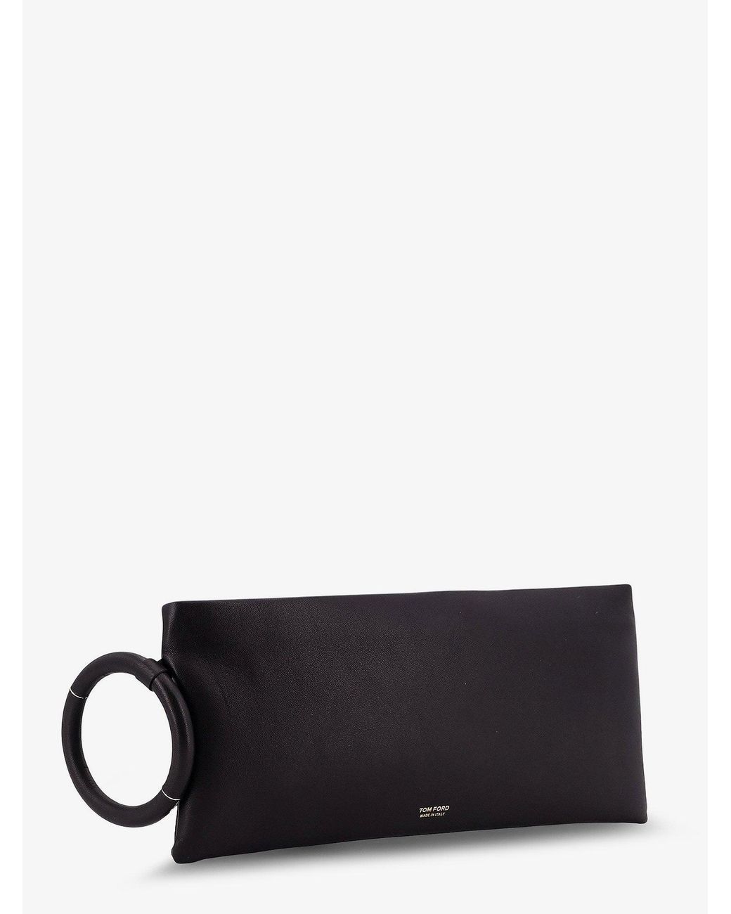 Tom Ford White Aura Leather Clutch Bag With Lettering Logo On The Front