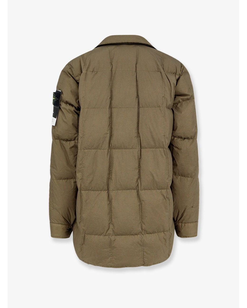 Stone Island Green Garment Dyed Crinkle Reps Ny Recycled Nylon Down Jacket With Side Logo Patch for men
