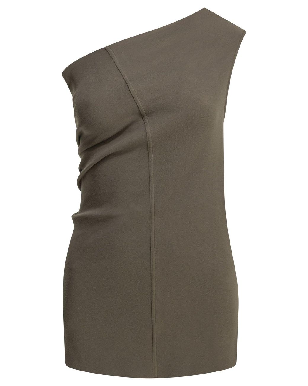 Rick Owens Brown Athena One-Shoulder Top