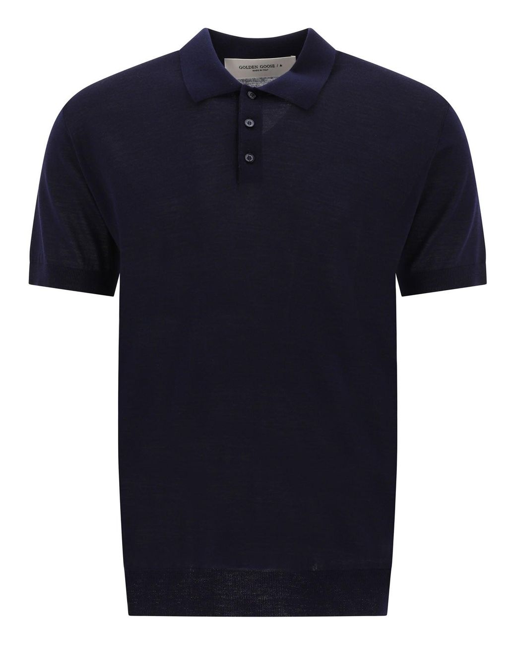 Golden Goose Deluxe Brand Blue Merino Wool Polo Shirt for men