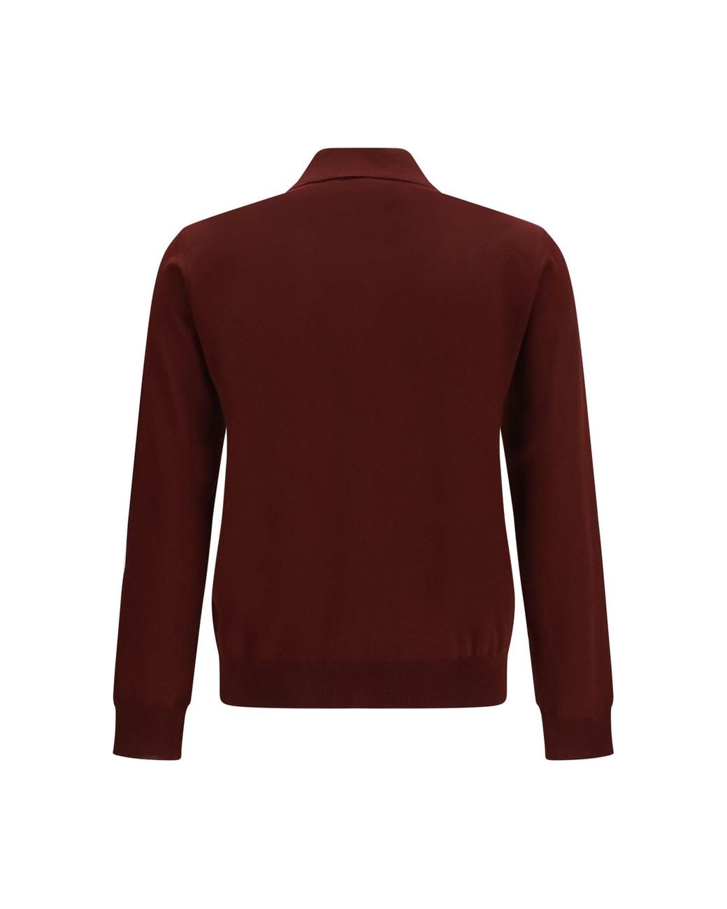 Valentino Red Long-Sleeve Wool Polo Bordeaux for men