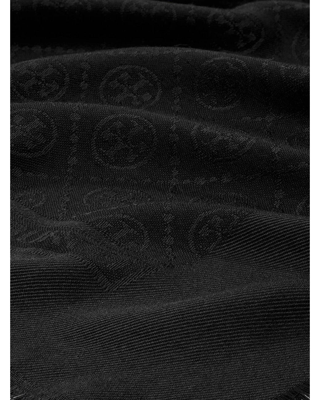 Tory Burch Black T Monogram Jacquard Traveler Scarf
