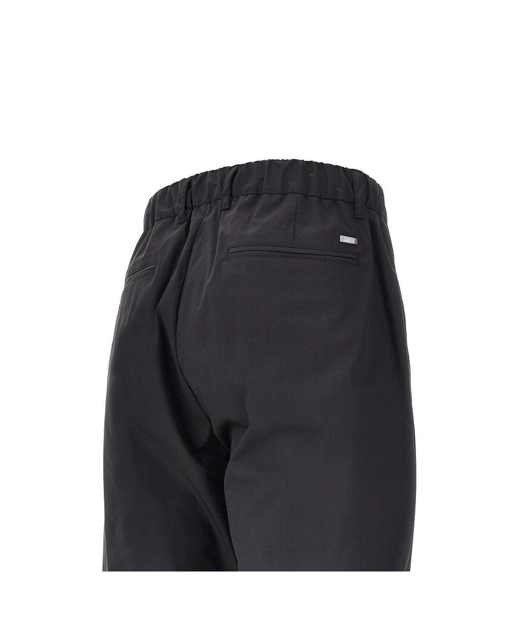 Herno Black Technical Poplin Pants With Drawstring for men