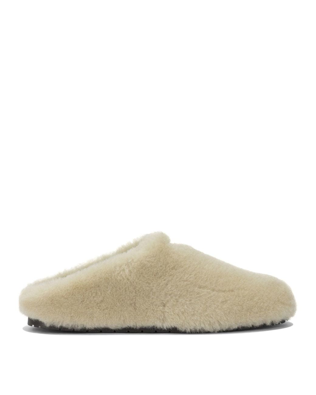Prada White Sheepskin Sabots