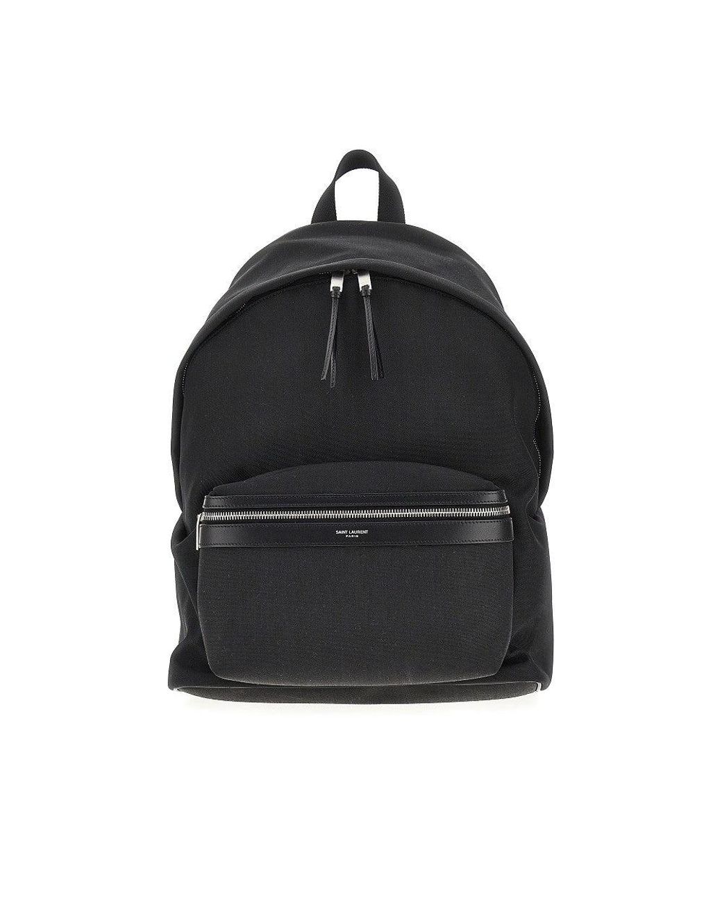 Saint Laurent Black 'City' Canvas Backpack With Leather Details for men