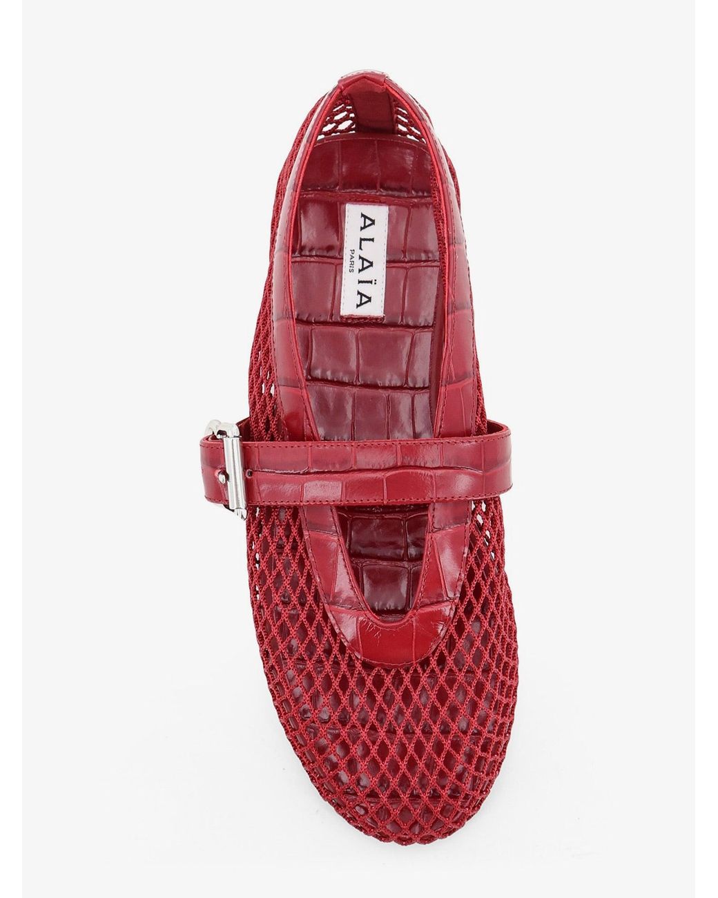 Alaïa Red Flat Leather Ballerinas