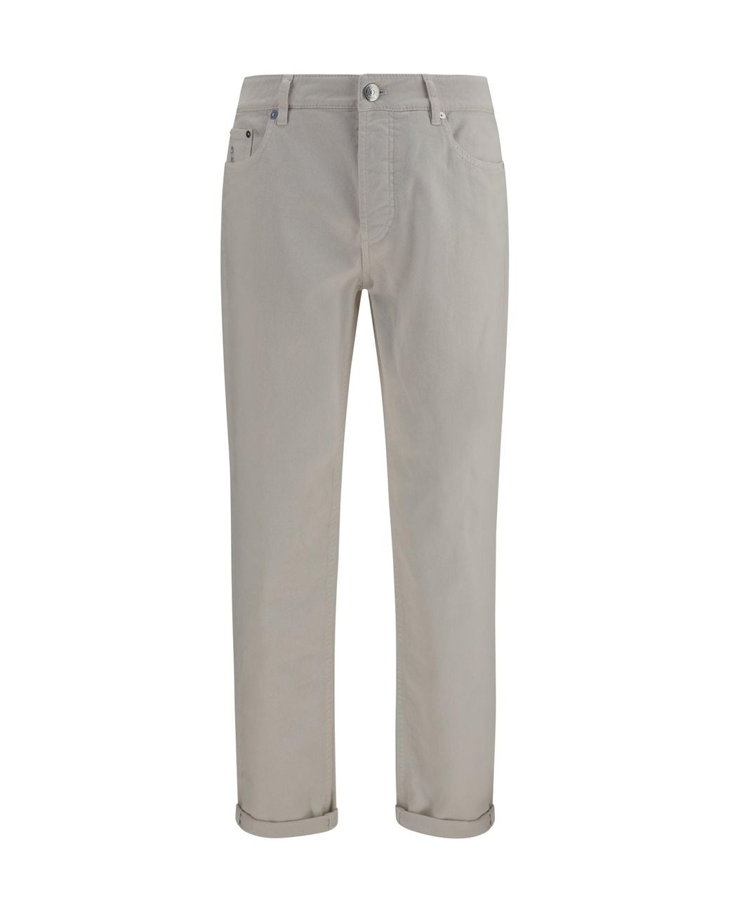 Brunello Cucinelli Gray Jeans With Turn-Up Hem for men
