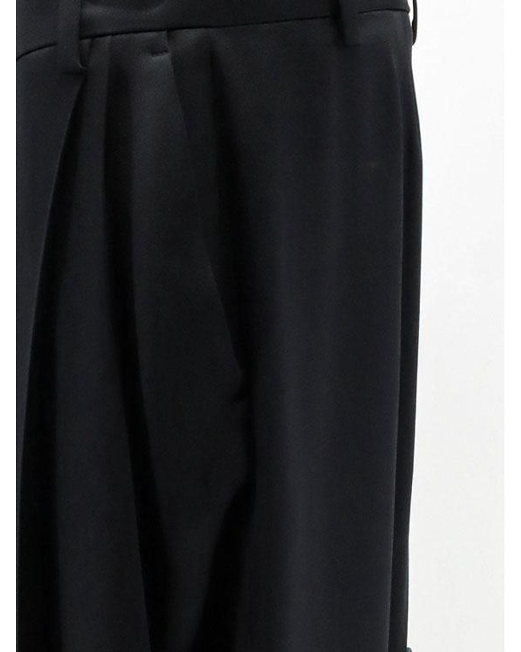 Stella McCartney Black Pleated Straight Satin Trousers