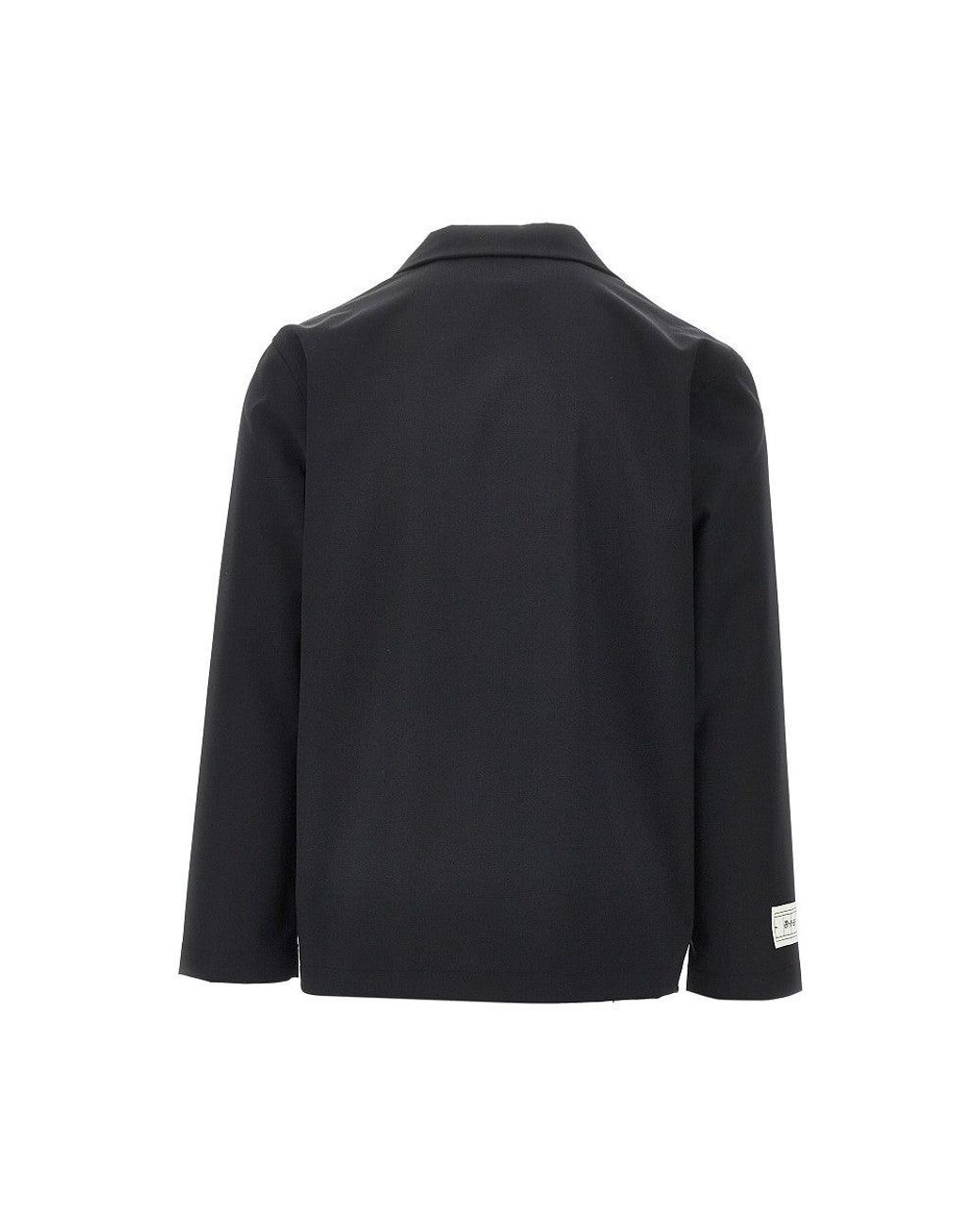 C.9.3 Blue Wool-Blend Shirt With Bowling Collar for men
