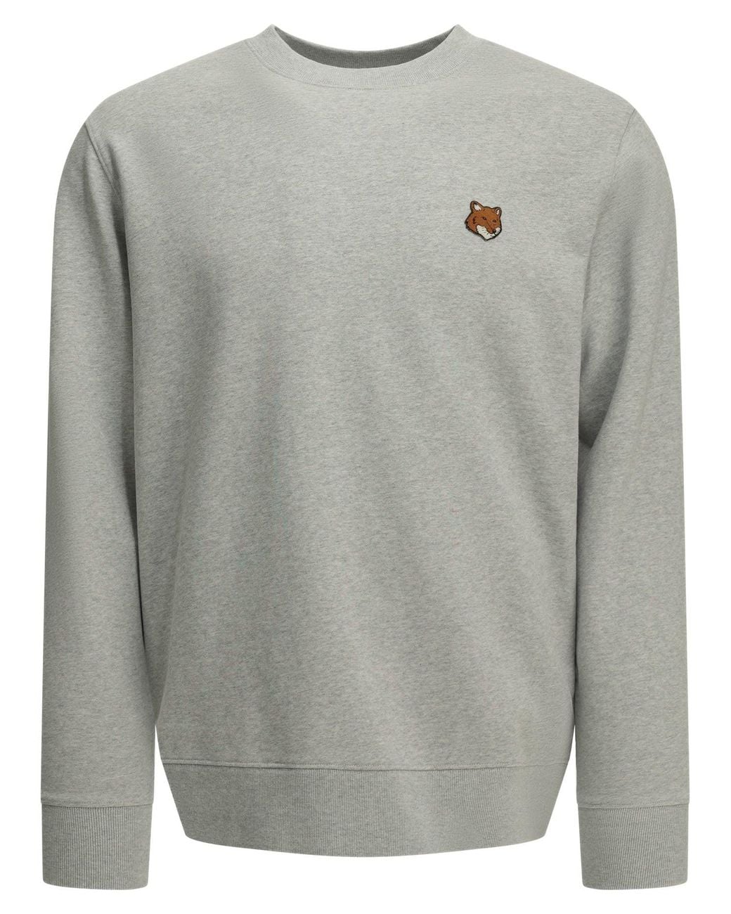 Maison Kitsuné Gray "Fox Head" Crew-Neck Sweatshirt for men