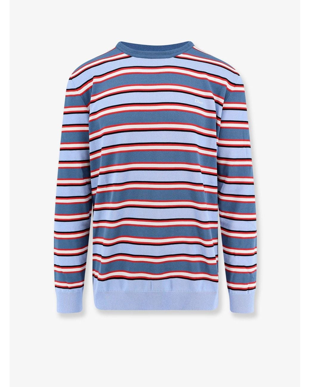 Dior Blue Dior Cotton Sweater With Striped Pattern for men