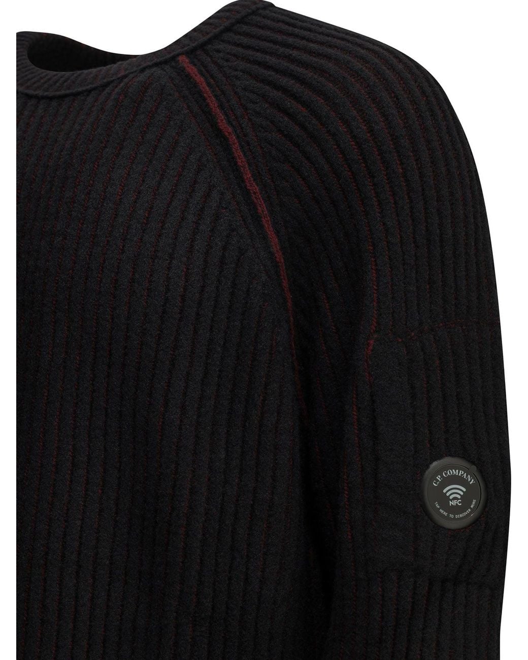 C P Company Black "Lens" Crew-Neck Sweater for men