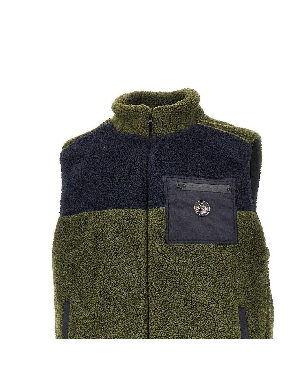 Mauna Kea Green Color-Block Sherpa Vest for men