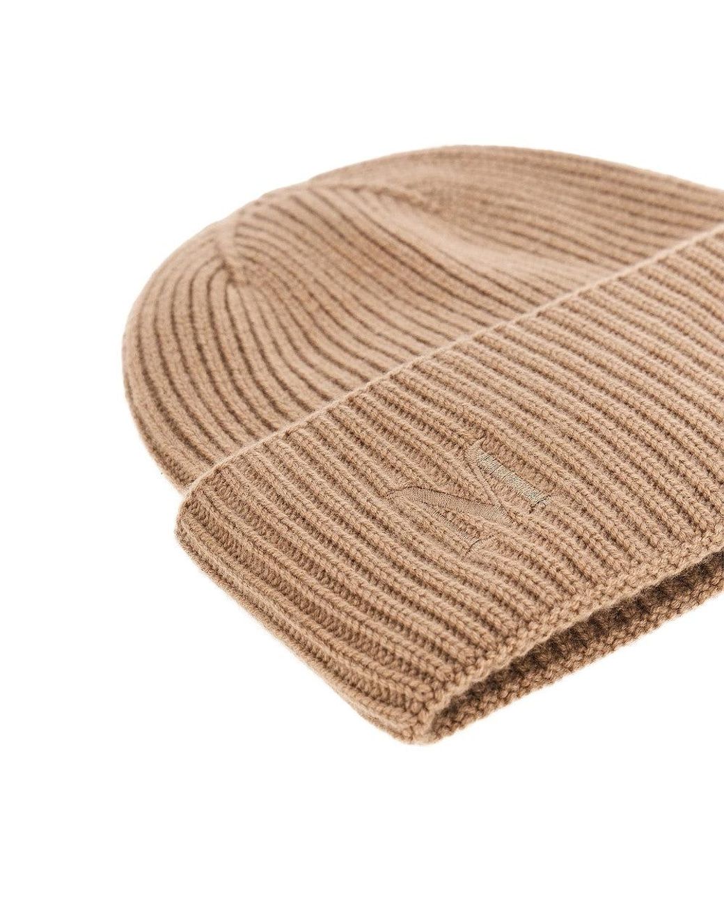 Max Mara Natural Beanie Hat With Embroidery